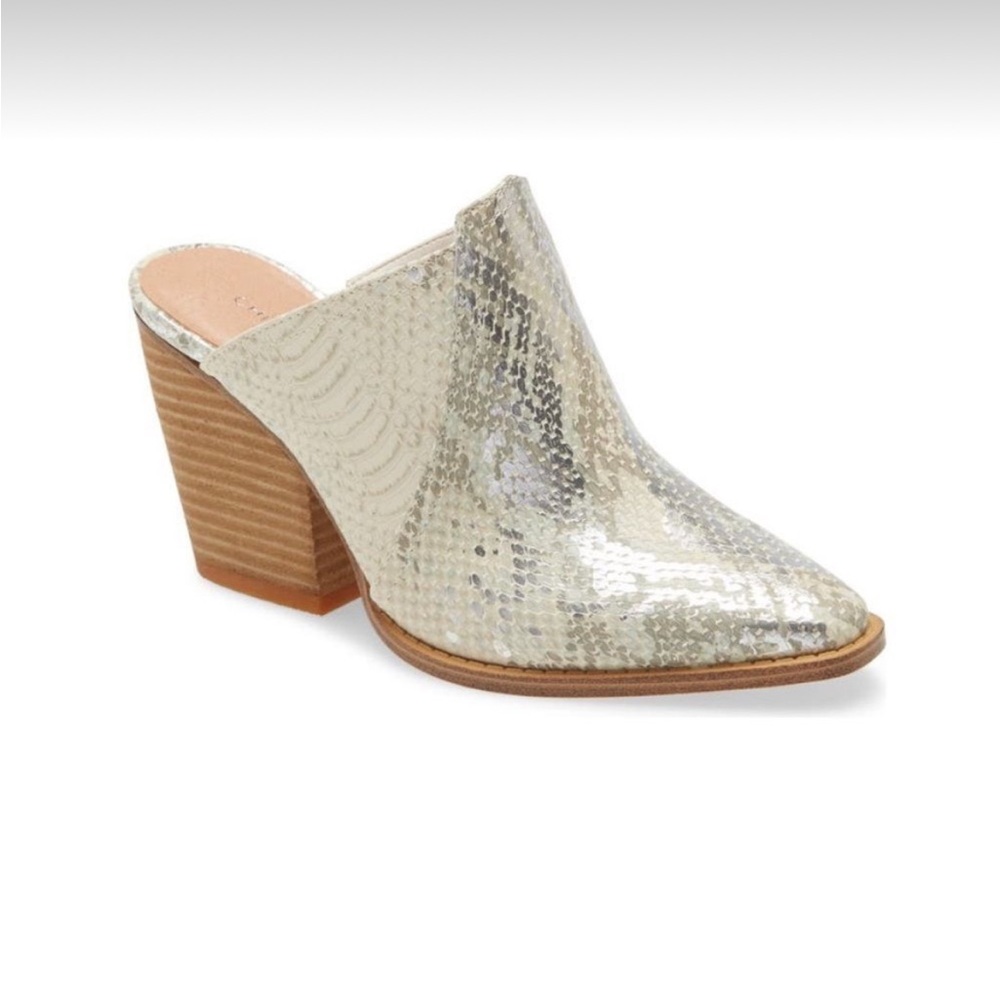 Chinese Laundry Cream Snakeskin Mules